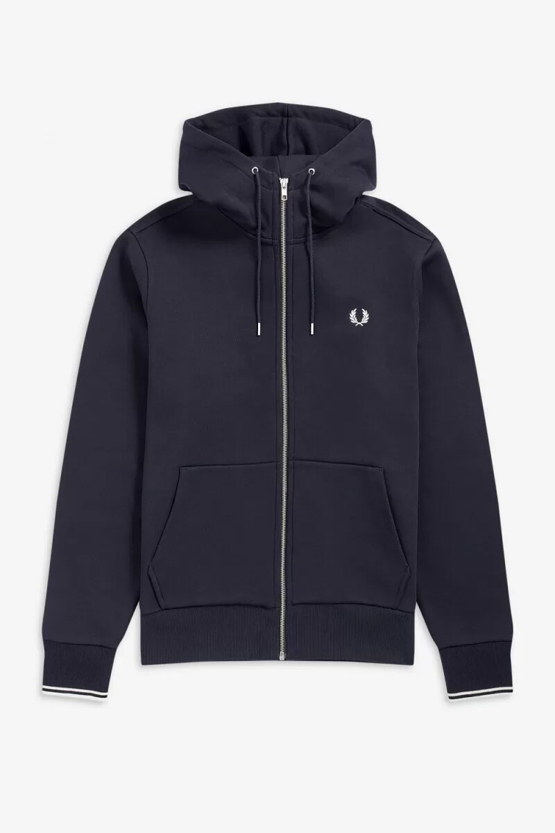 fred perry hooded zip through mens sweatshirts navy