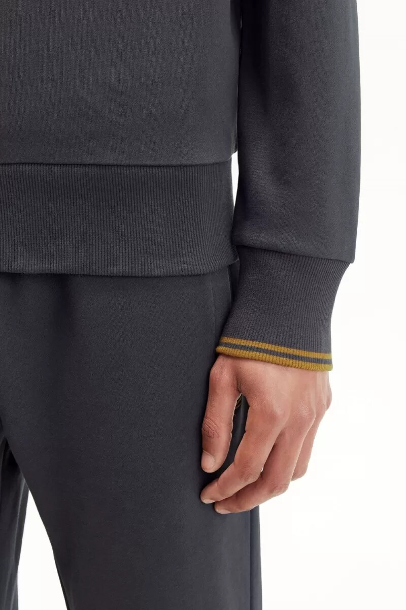 fred perry half zip mens sweatshirts anchor grey dark coffee