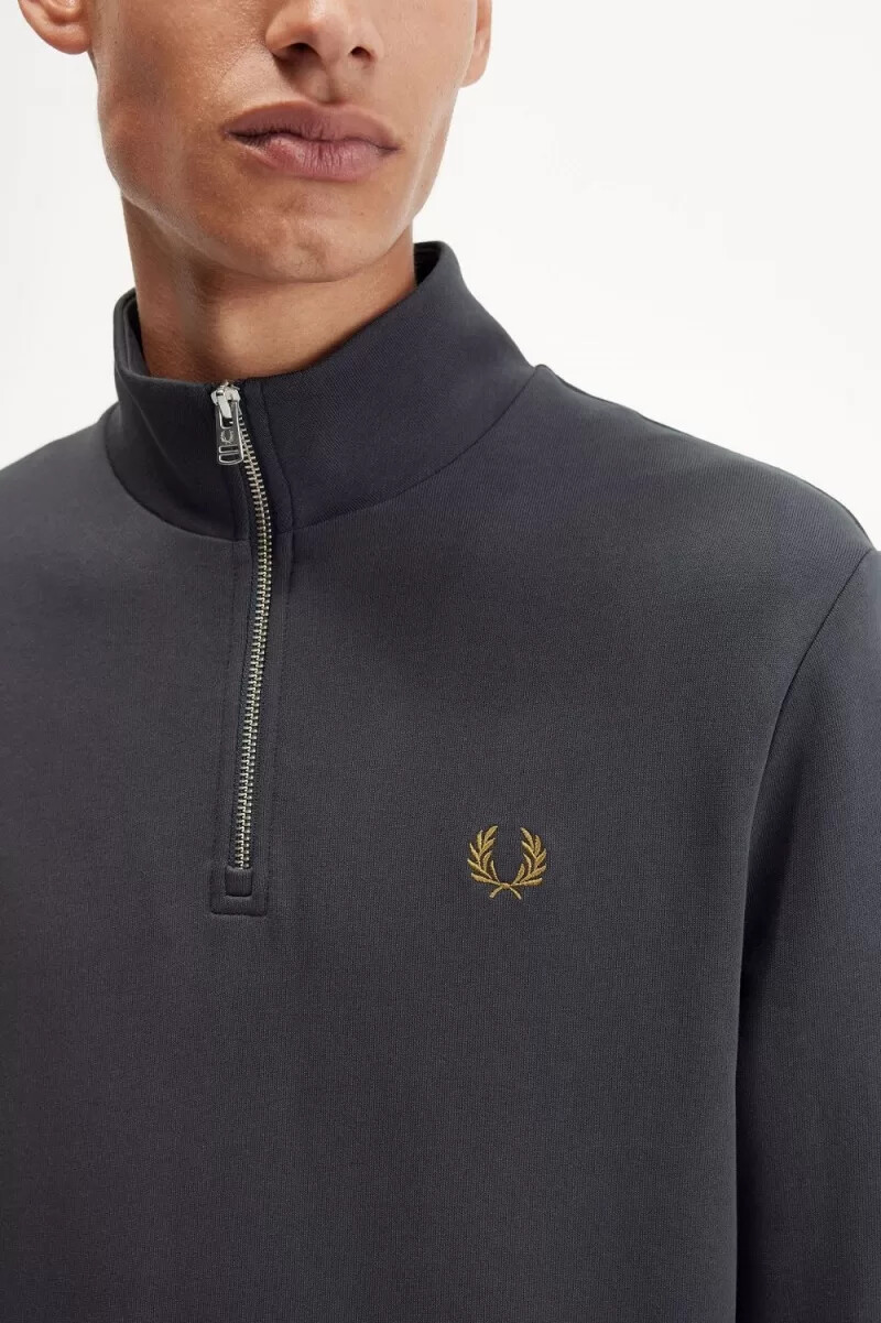 fred perry half zip mens sweatshirts anchor grey dark coffee
