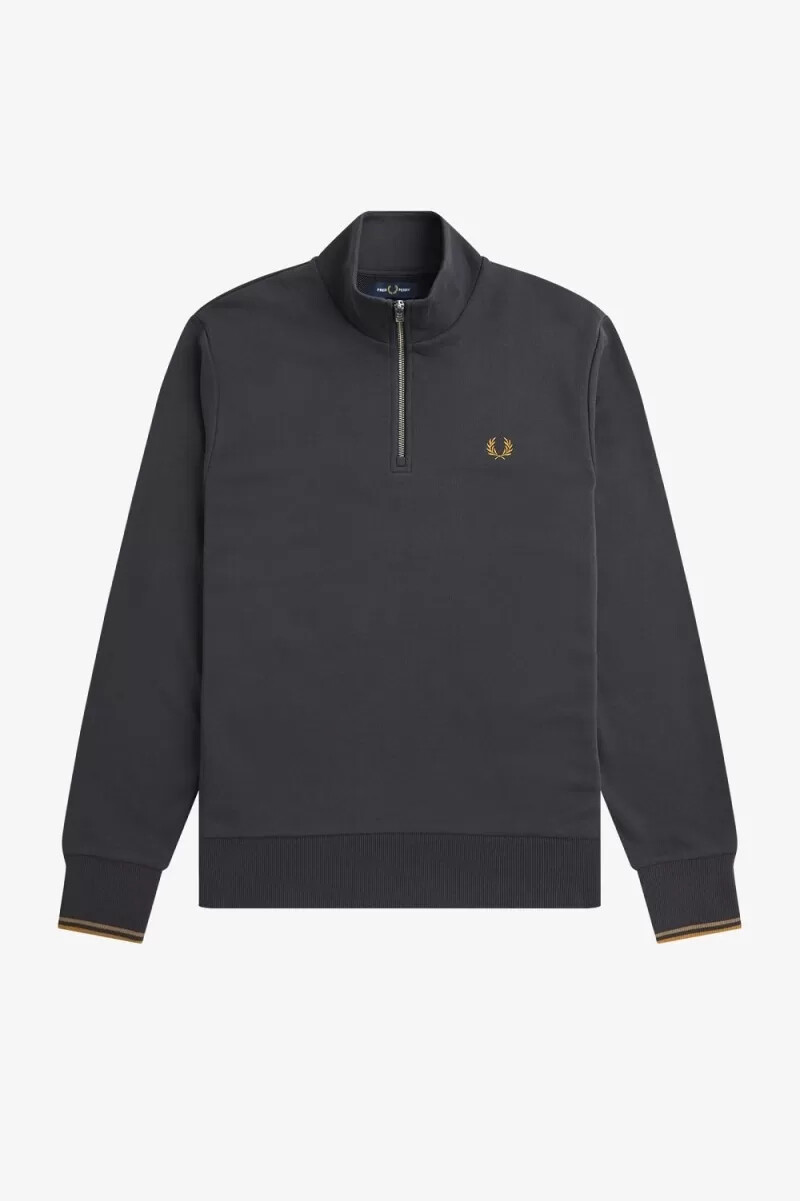 fred perry half zip mens sweatshirts anchor grey dark coffee