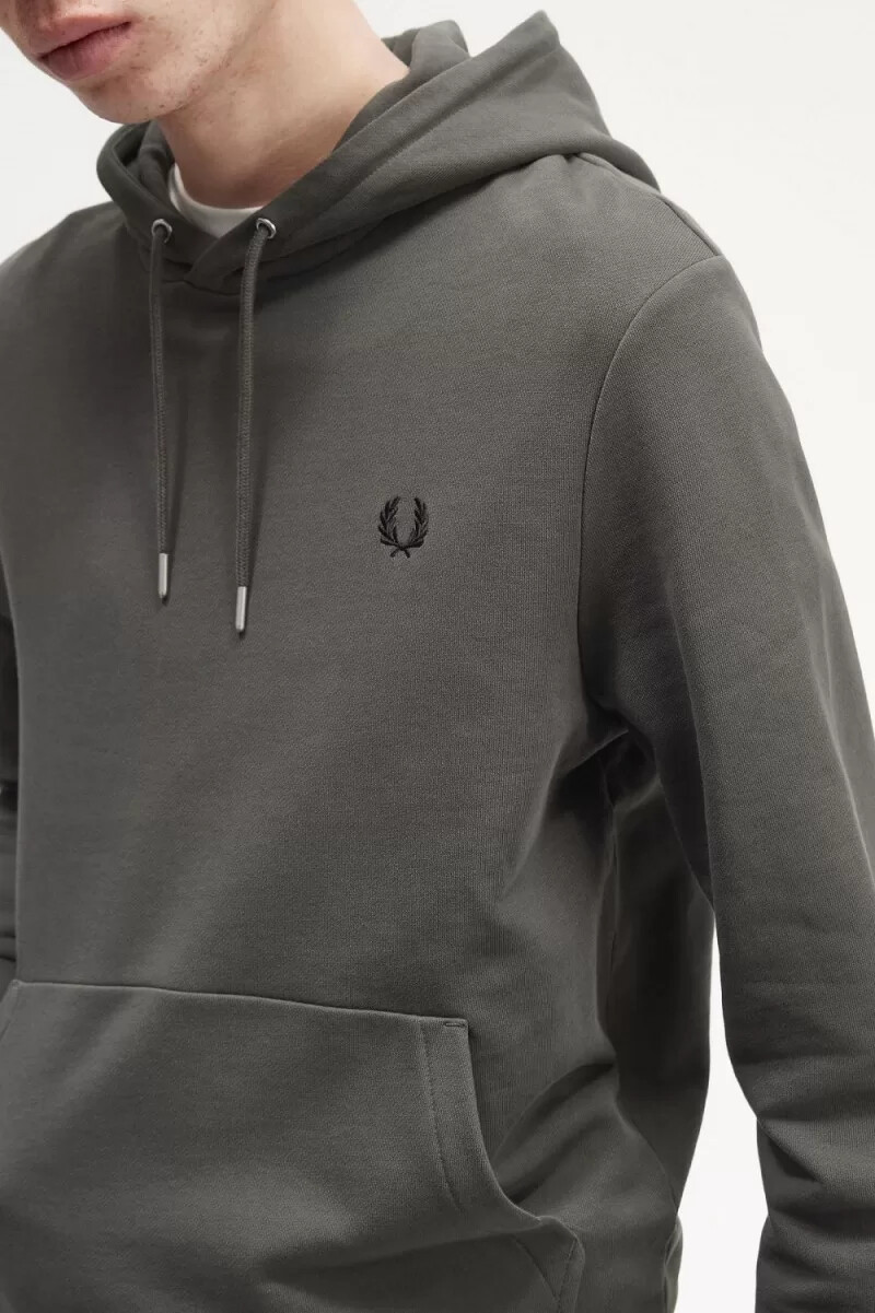 fred perry tipped hooded mens sweatshirts field green