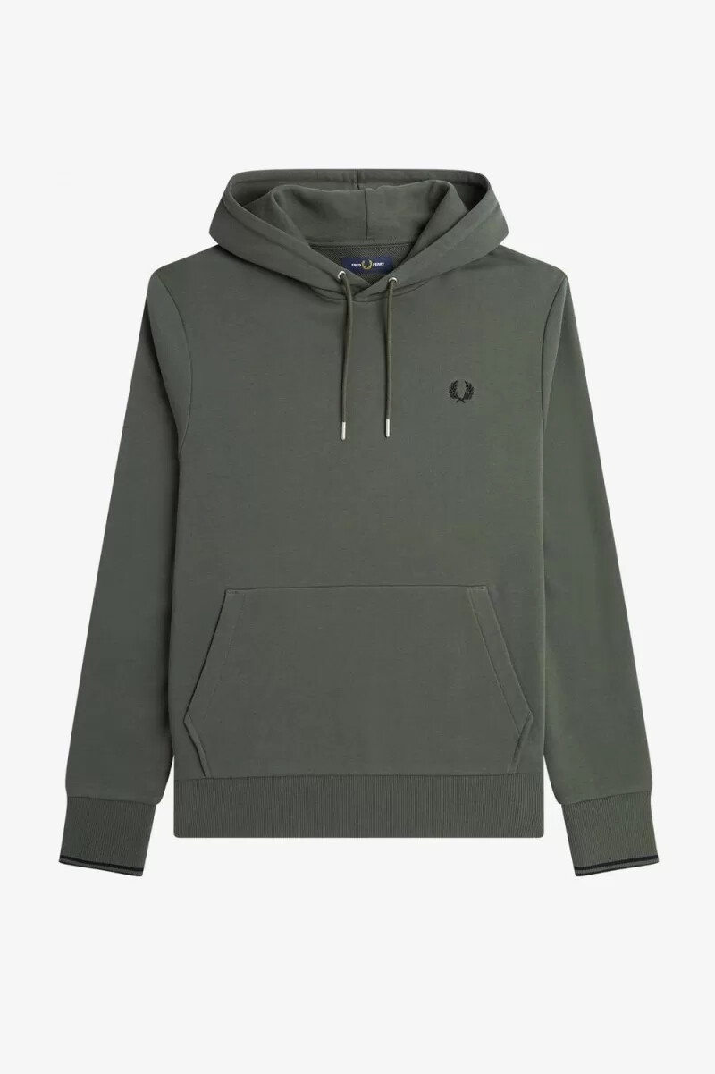 fred perry tipped hooded mens sweatshirts field green