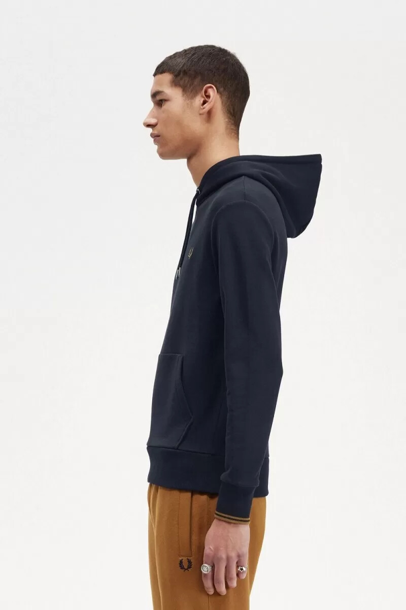 fred perry tipped hooded mens sweatshirts navy dark coffee