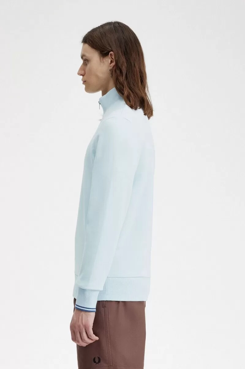 fred perry half zip mens sweatshirts light aqua midnight blue