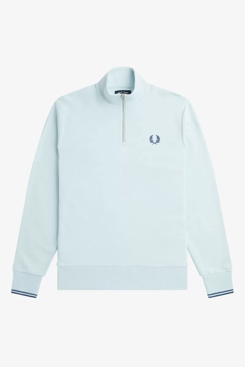fred perry half zip mens sweatshirts light aqua midnight blue