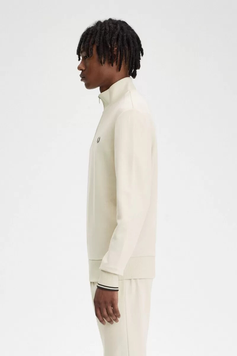 fred perry half zip mens sweatshirts oatmeal black