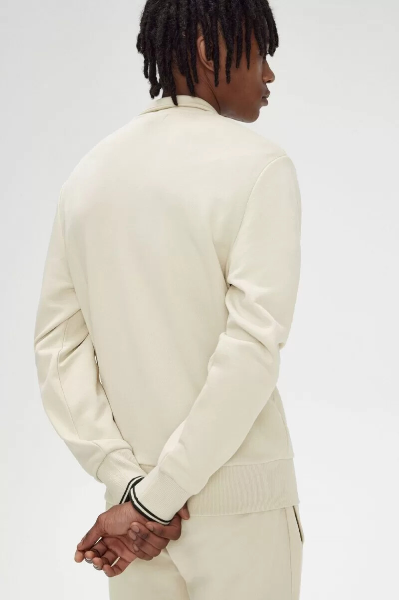 fred perry half zip mens sweatshirts oatmeal black