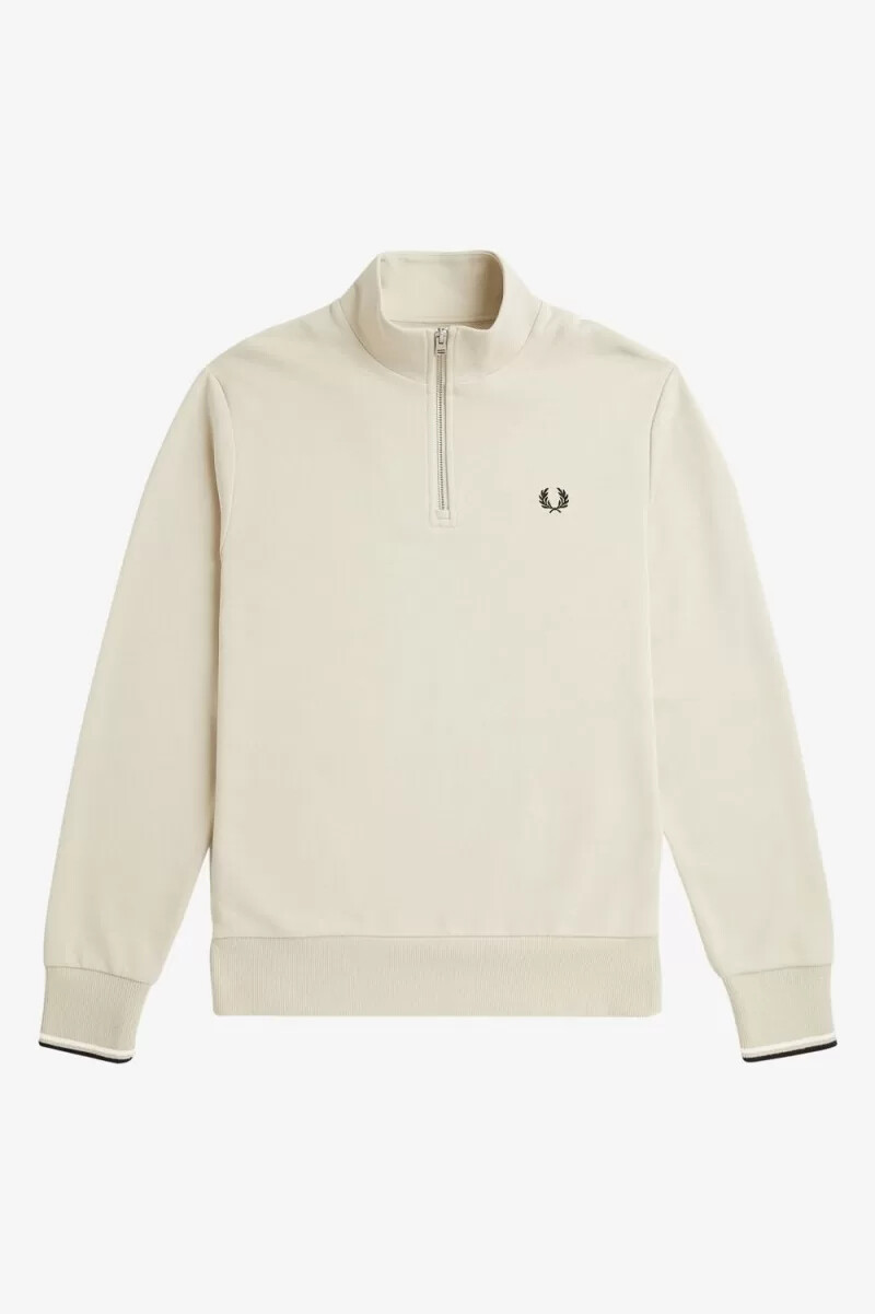 fred perry half zip mens sweatshirts oatmeal black
