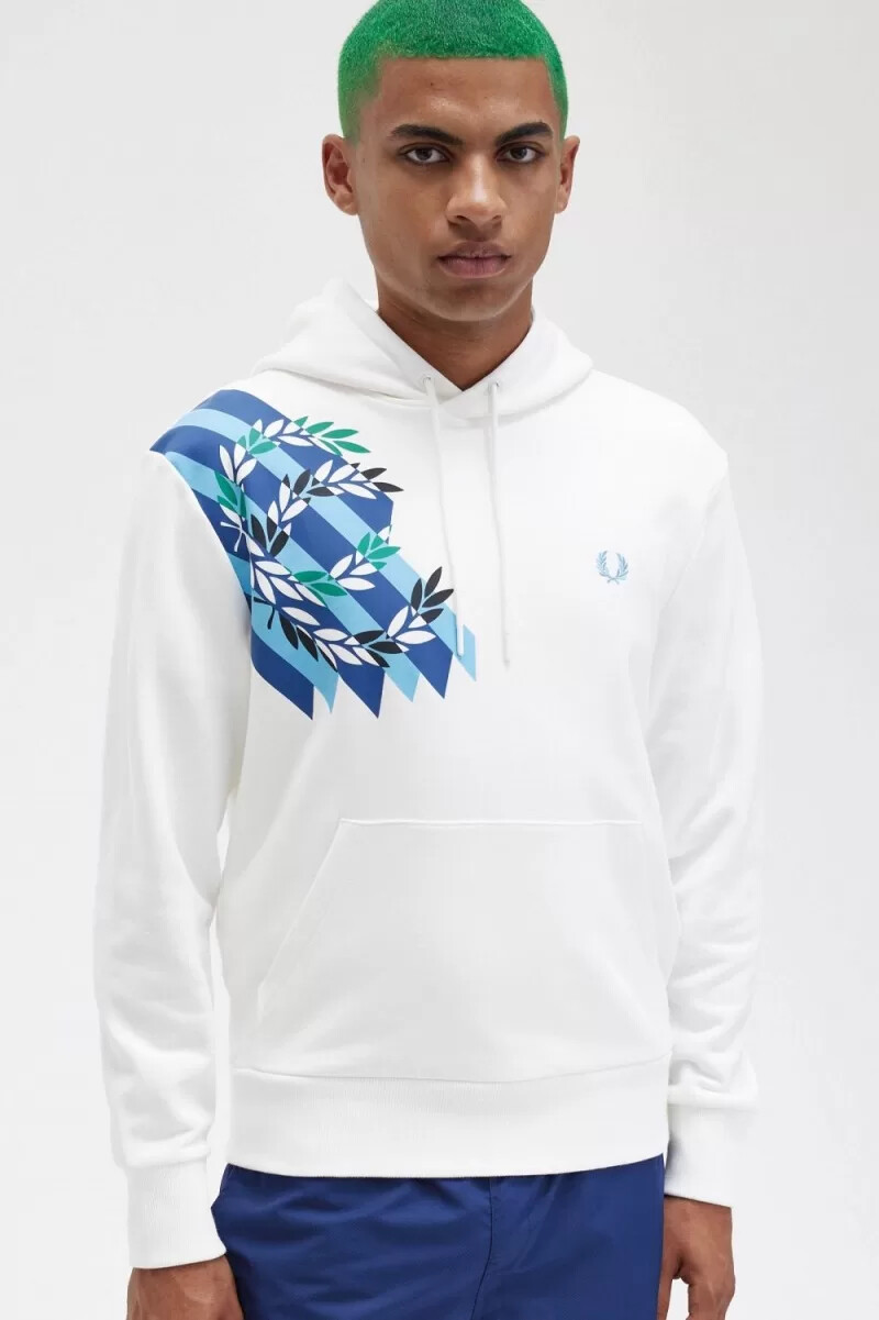 fred perry laurel wreath print hooded mens sweatshirts snow white