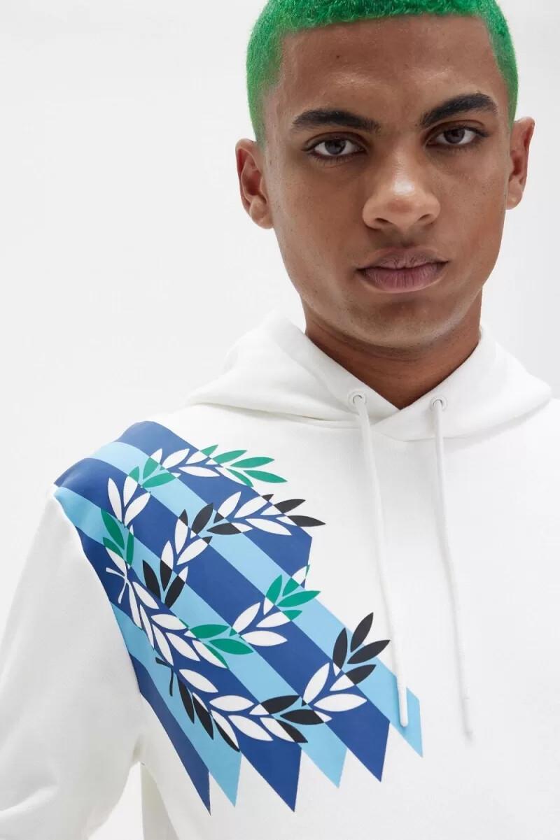 fred perry laurel wreath print hooded mens sweatshirts snow white