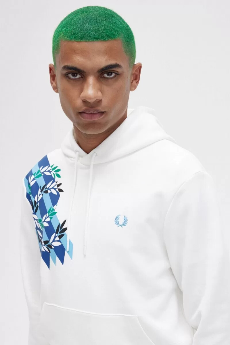 fred perry laurel wreath print hooded mens sweatshirts snow white