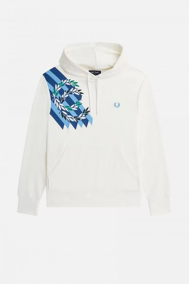 fred perry laurel wreath print hooded mens sweatshirts snow white