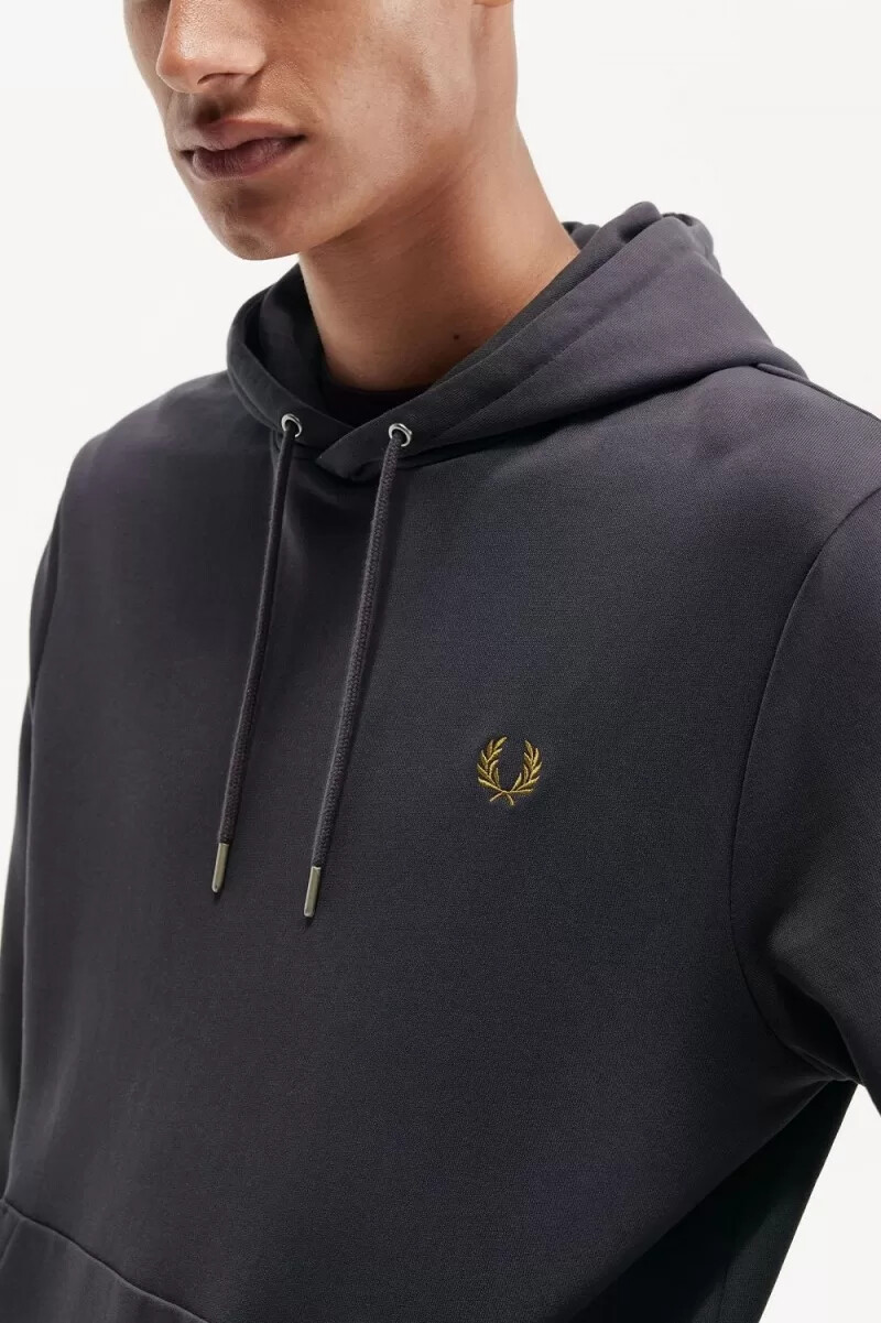 fred perry tipped hooded mens sweatshirts anchor grey dark coffee