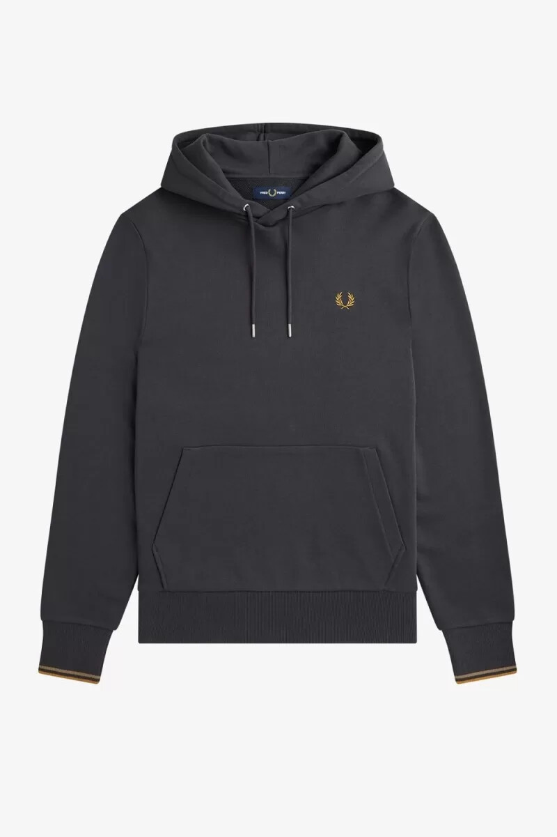 fred perry tipped hooded mens sweatshirts anchor grey dark coffee
