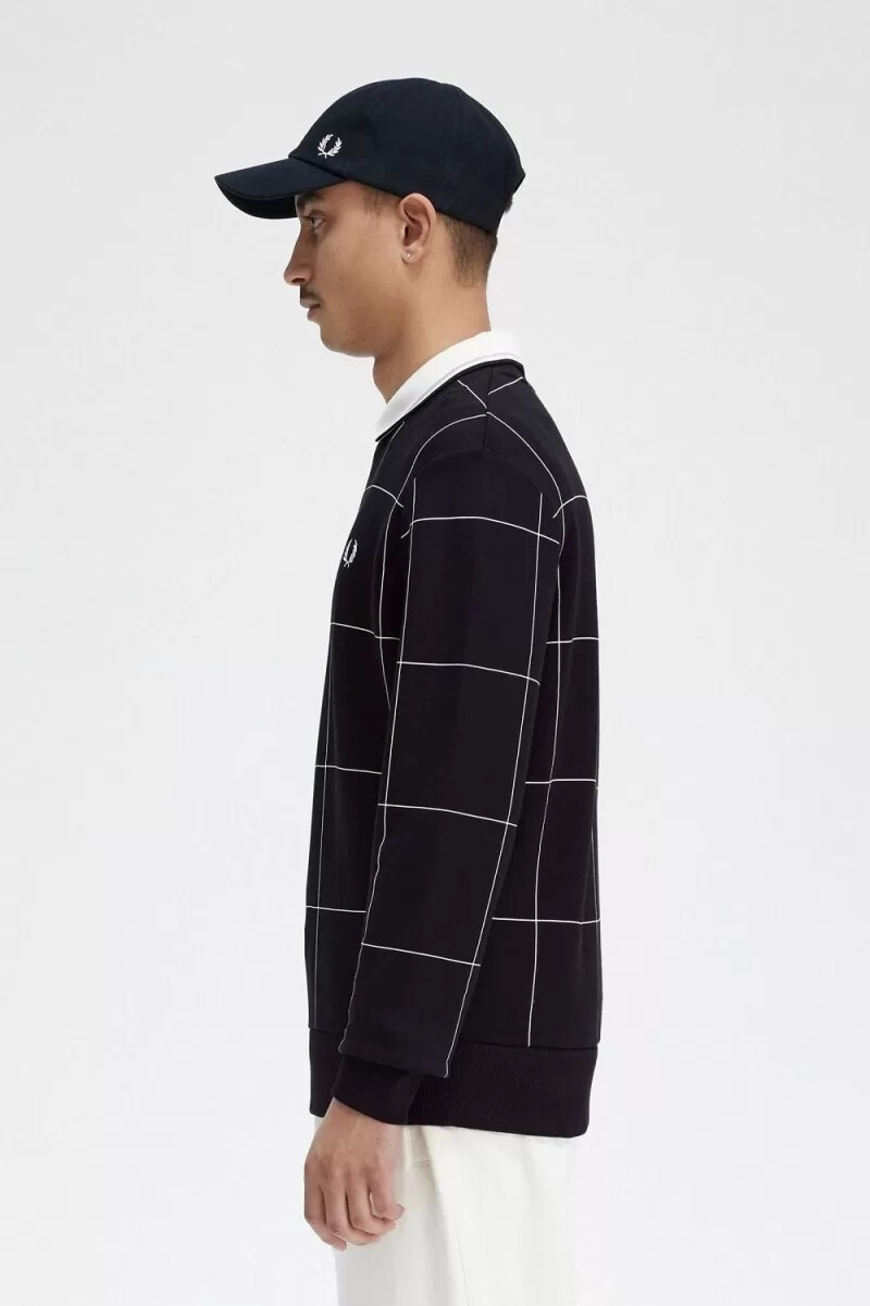 fred perry grid detail mens sweatshirts black
