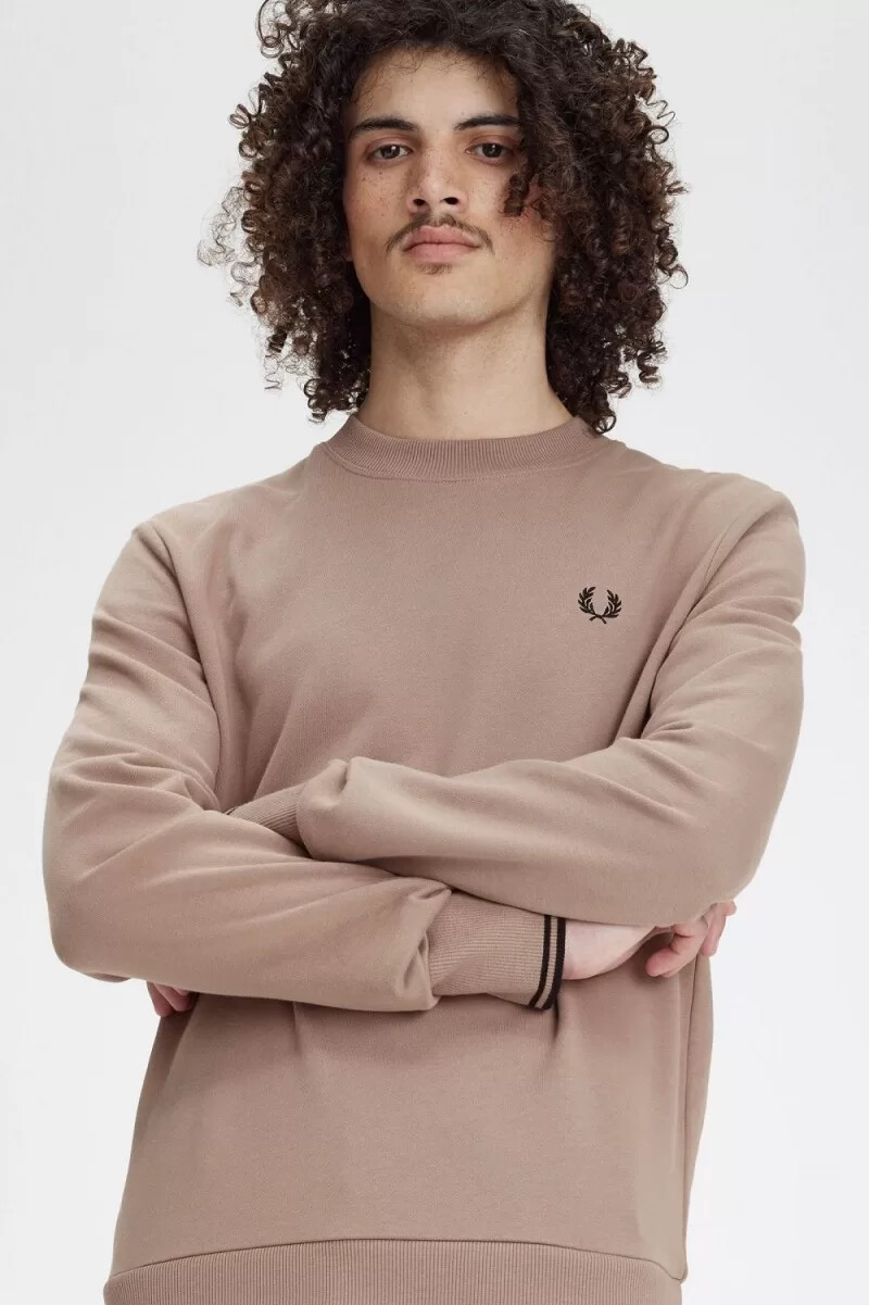 fred perry crew neck mens sweatshirts dark pink black