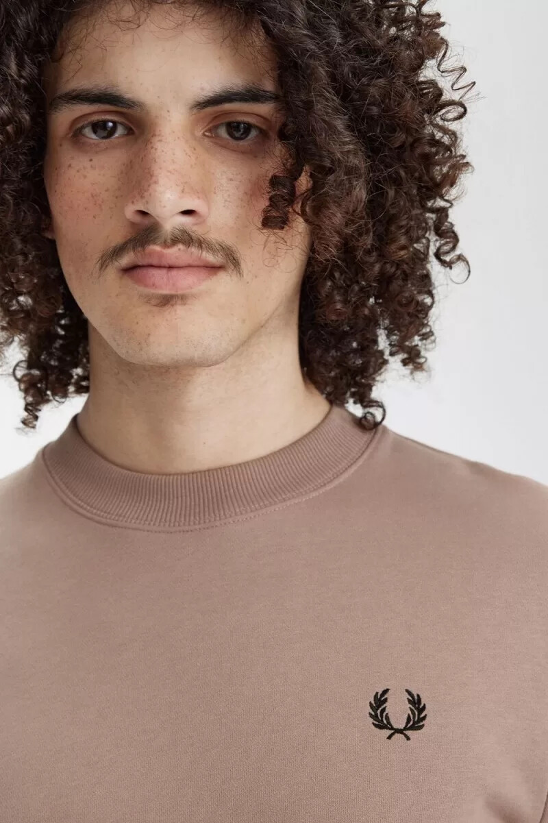fred perry crew neck mens sweatshirts dark pink black