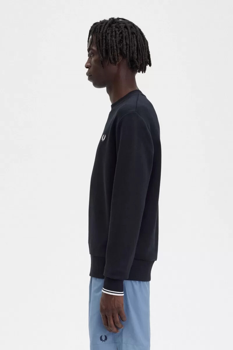 fred perry crew neck mens sweatshirts black