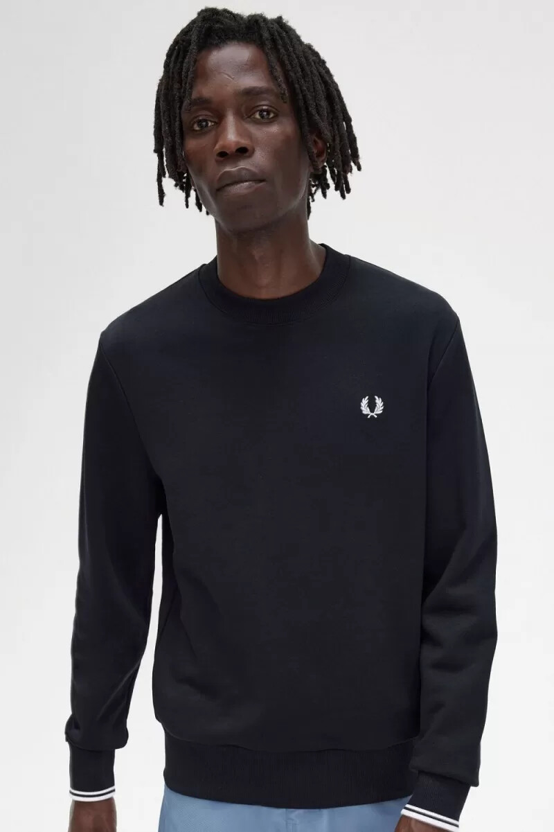 fred perry crew neck mens sweatshirts black