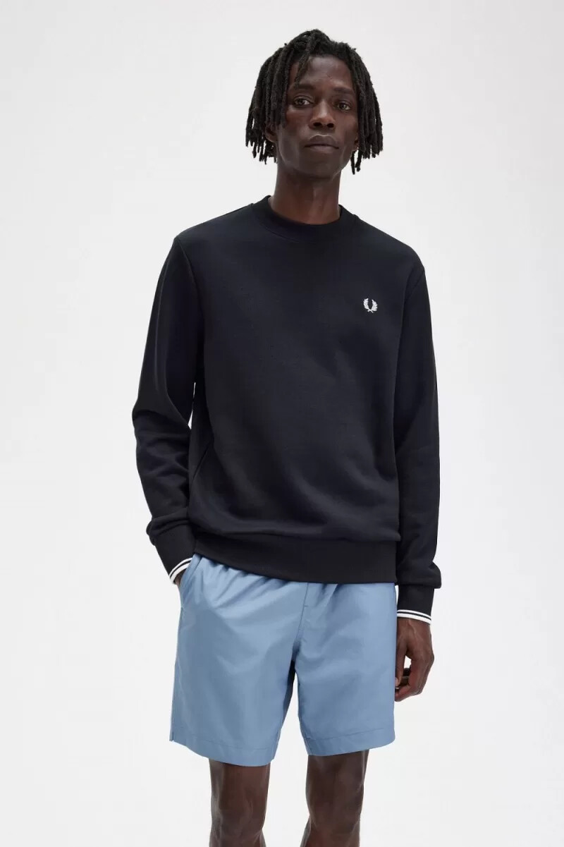 fred perry crew neck mens sweatshirts black