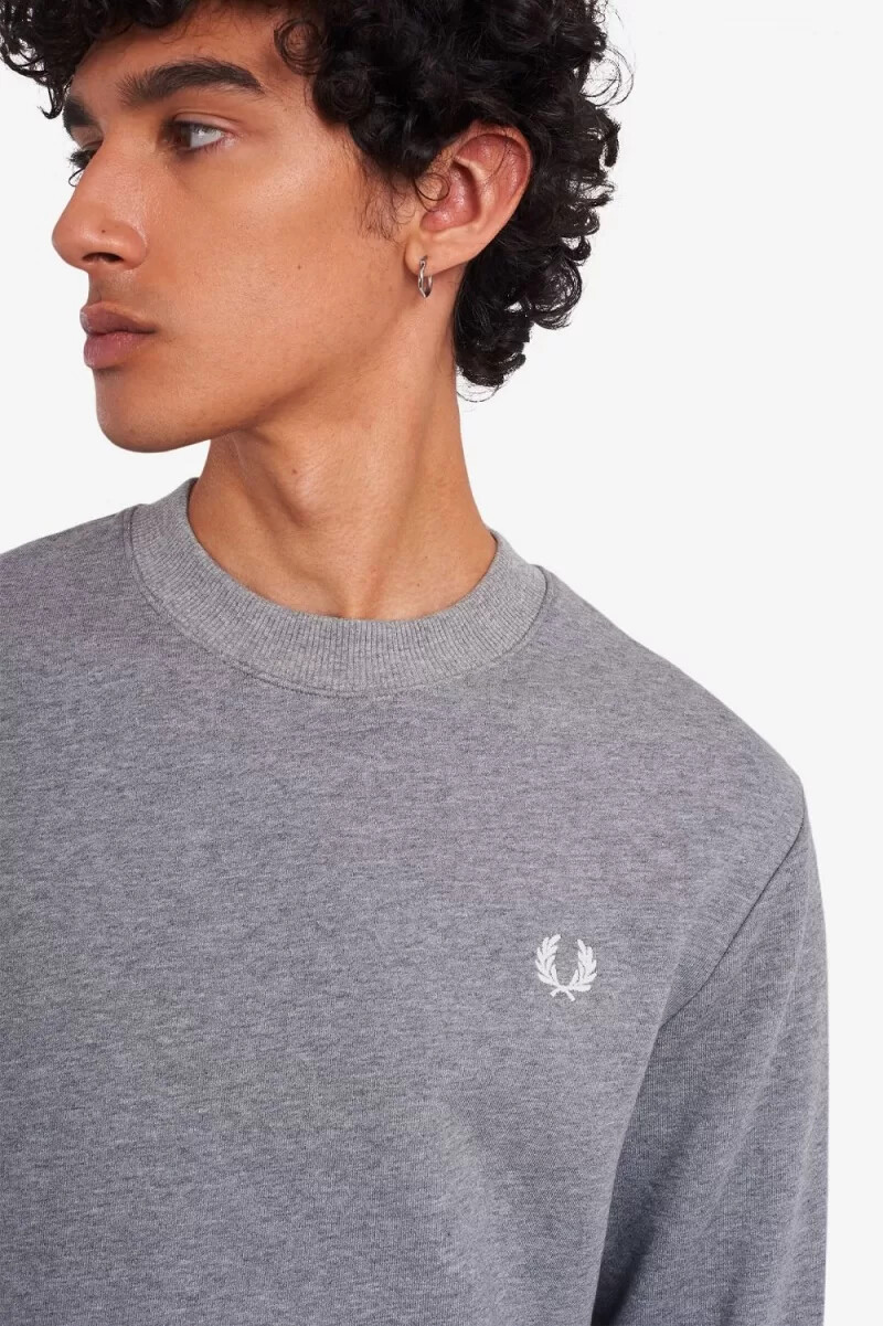 fred perry crew neck mens sweatshirts grey