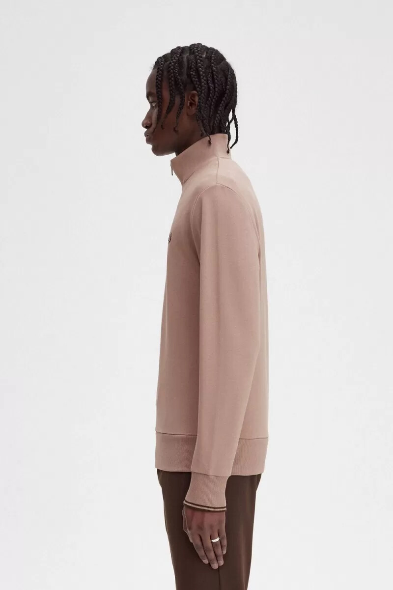 fred perry half zip mens sweatshirts dark pink