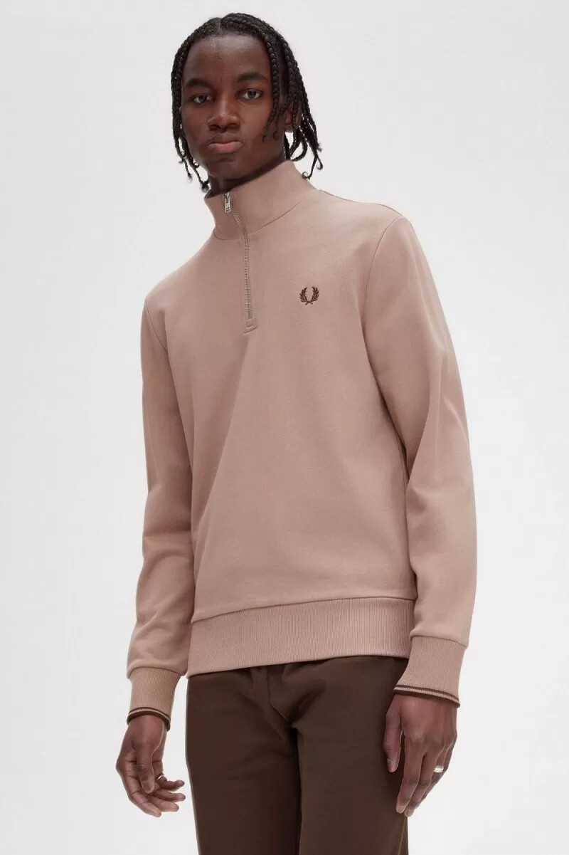 fred perry half zip mens sweatshirts dark pink