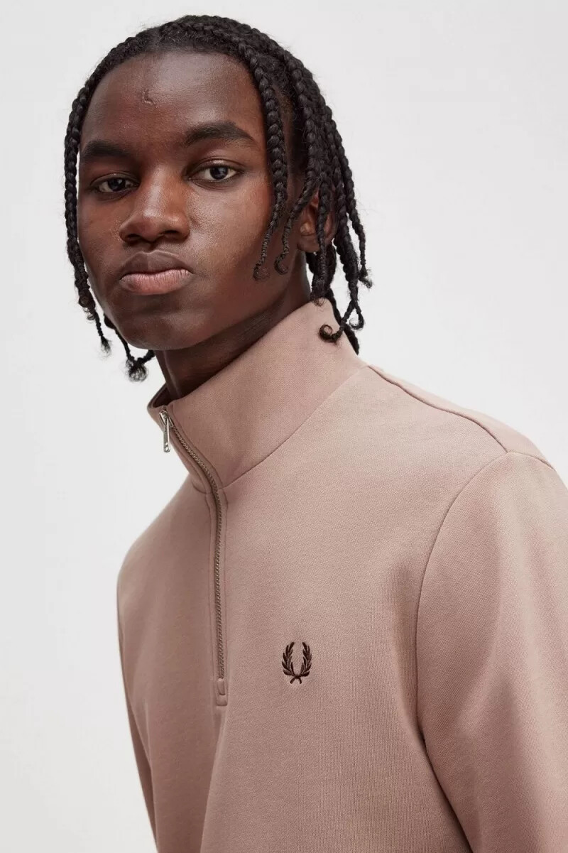 fred perry half zip mens sweatshirts dark pink