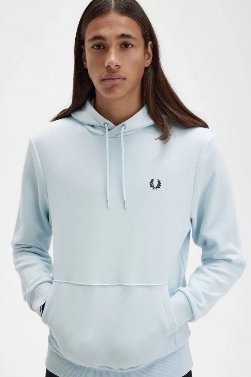 fred perry tipped hooded mens sweatshirts light aqua