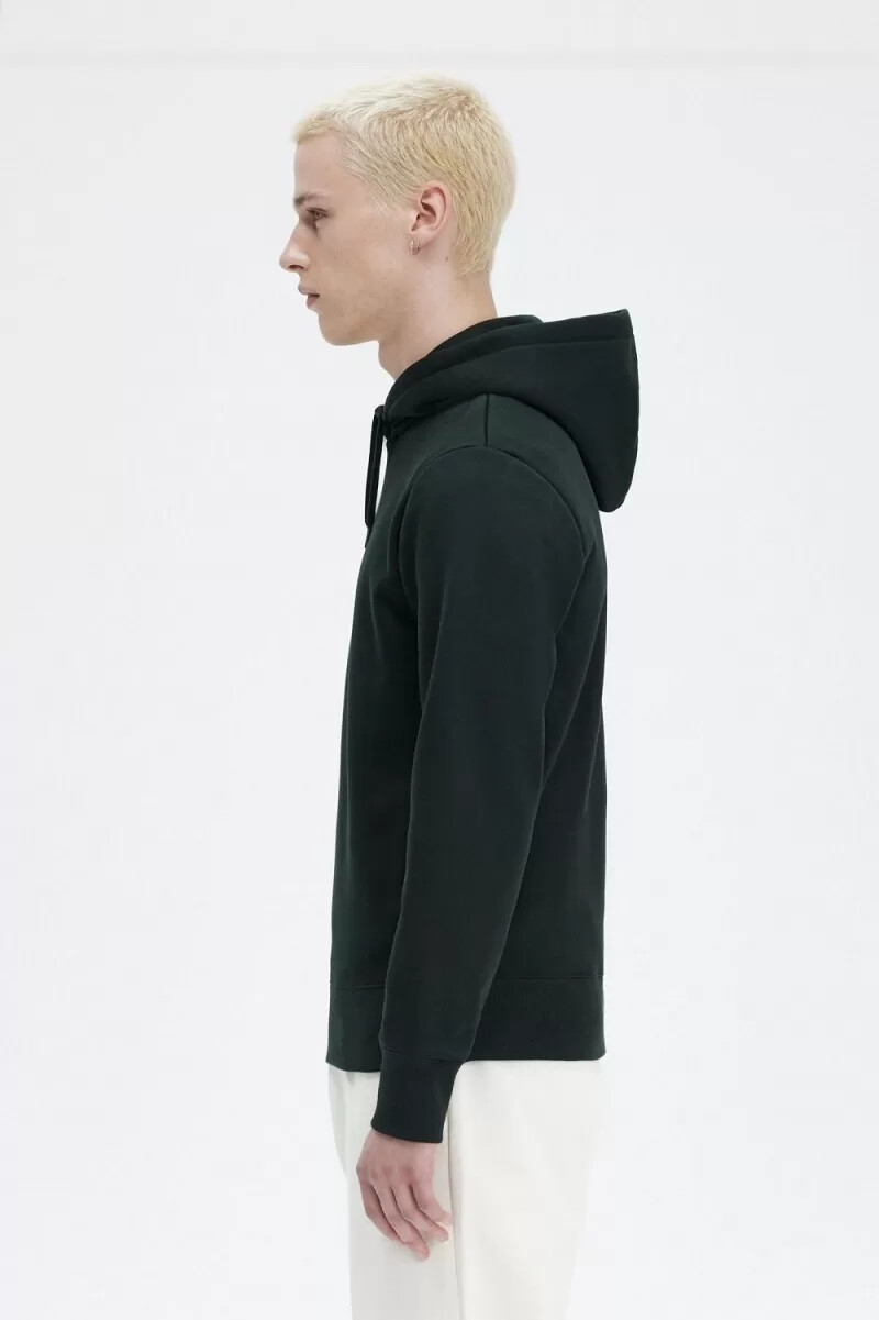 fred perry embroidered hooded mens sweatshirts night green