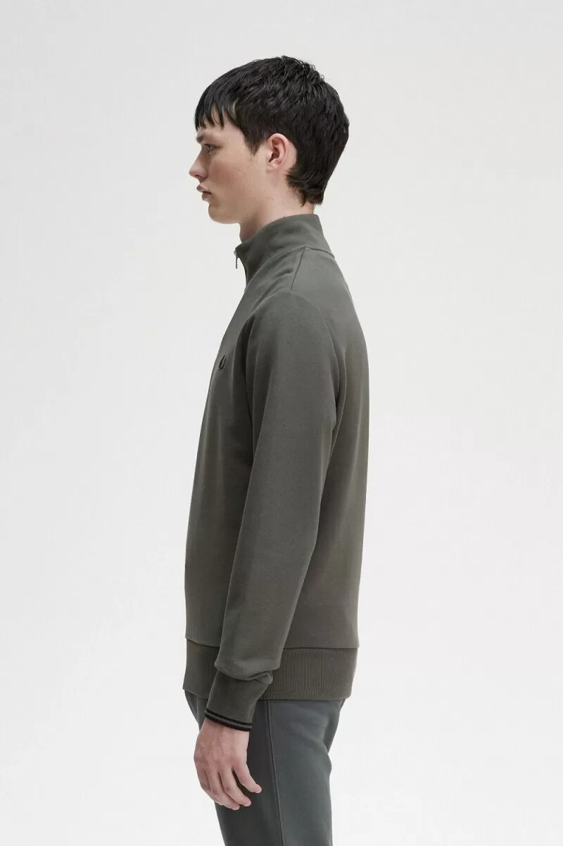 fred perry half zip mens sweatshirts field green