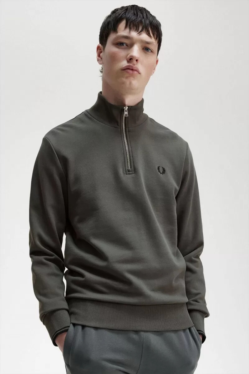 fred perry half zip mens sweatshirts field green