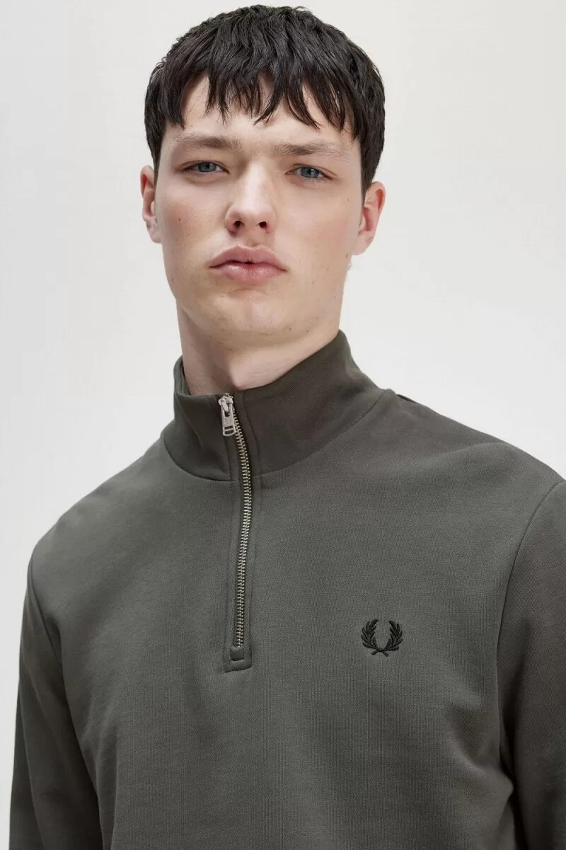 fred perry half zip mens sweatshirts field green