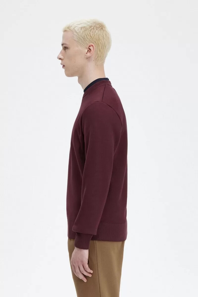 fred perry embroidered mens sweatshirts oxblood