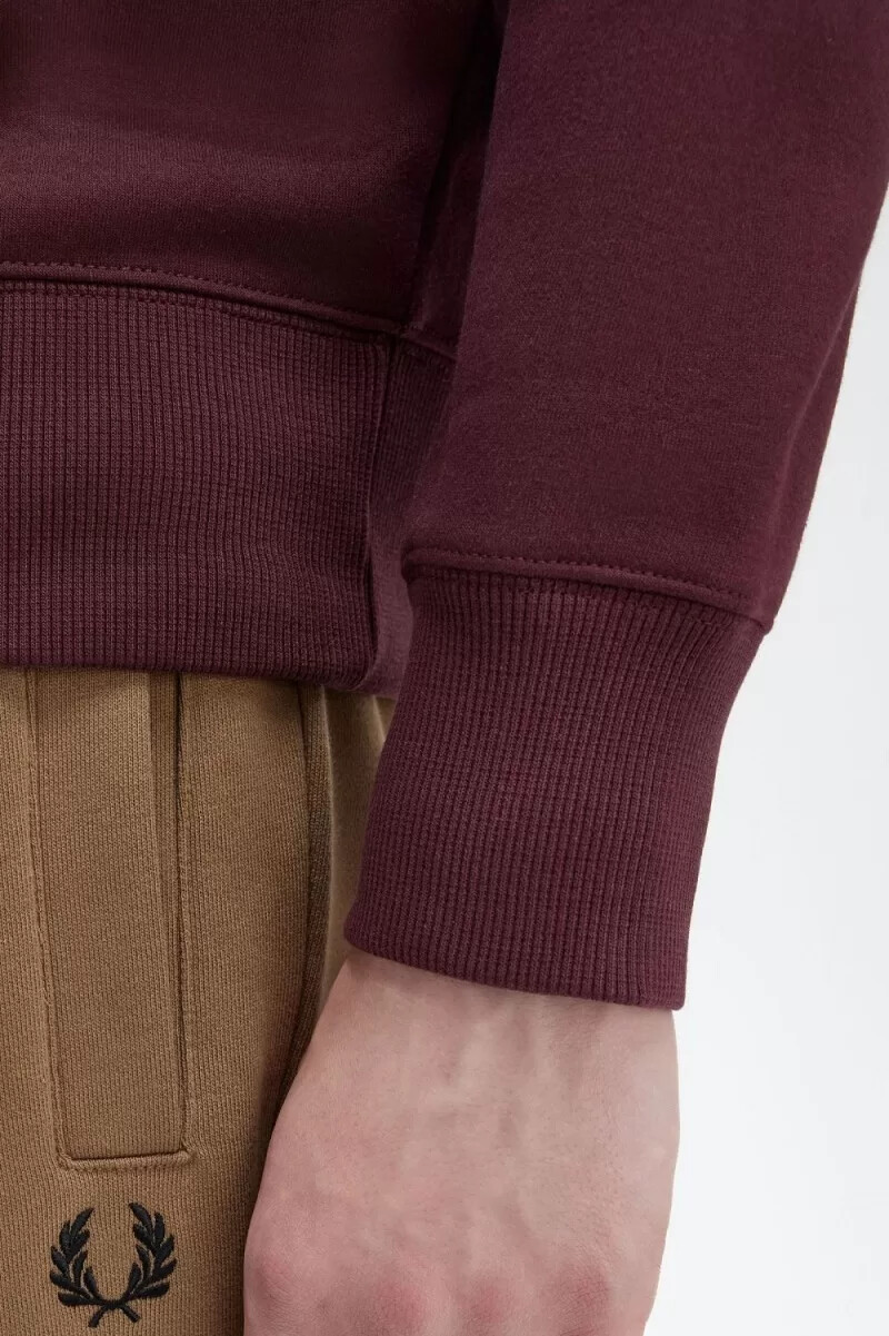 fred perry embroidered mens sweatshirts oxblood