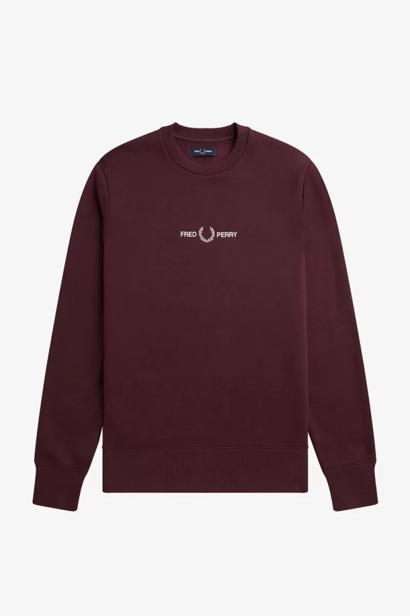 fred perry embroidered mens sweatshirts oxblood