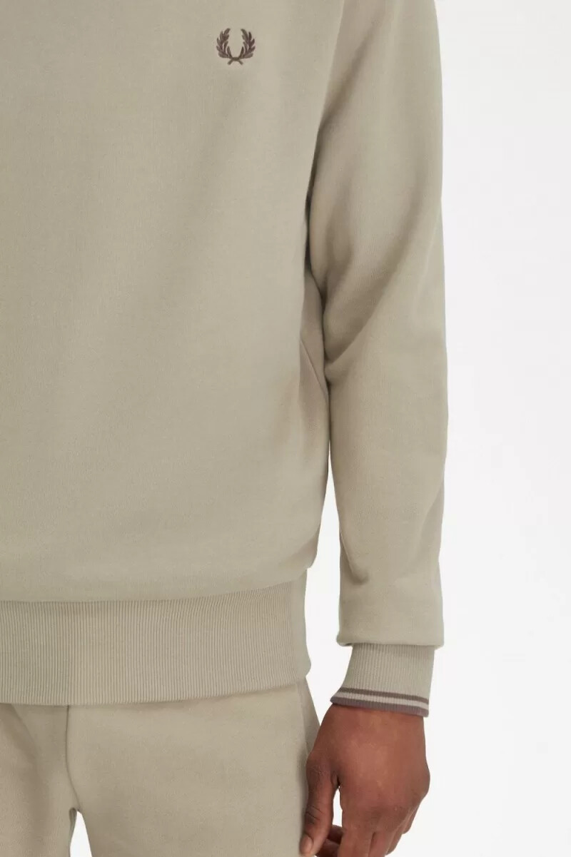 fred perry crew neck mens sweatshirts warm grey dark red