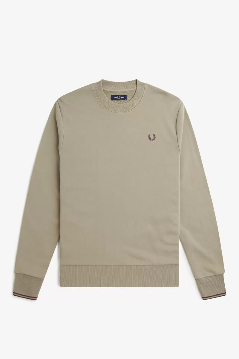 fred perry crew neck mens sweatshirts warm grey dark red