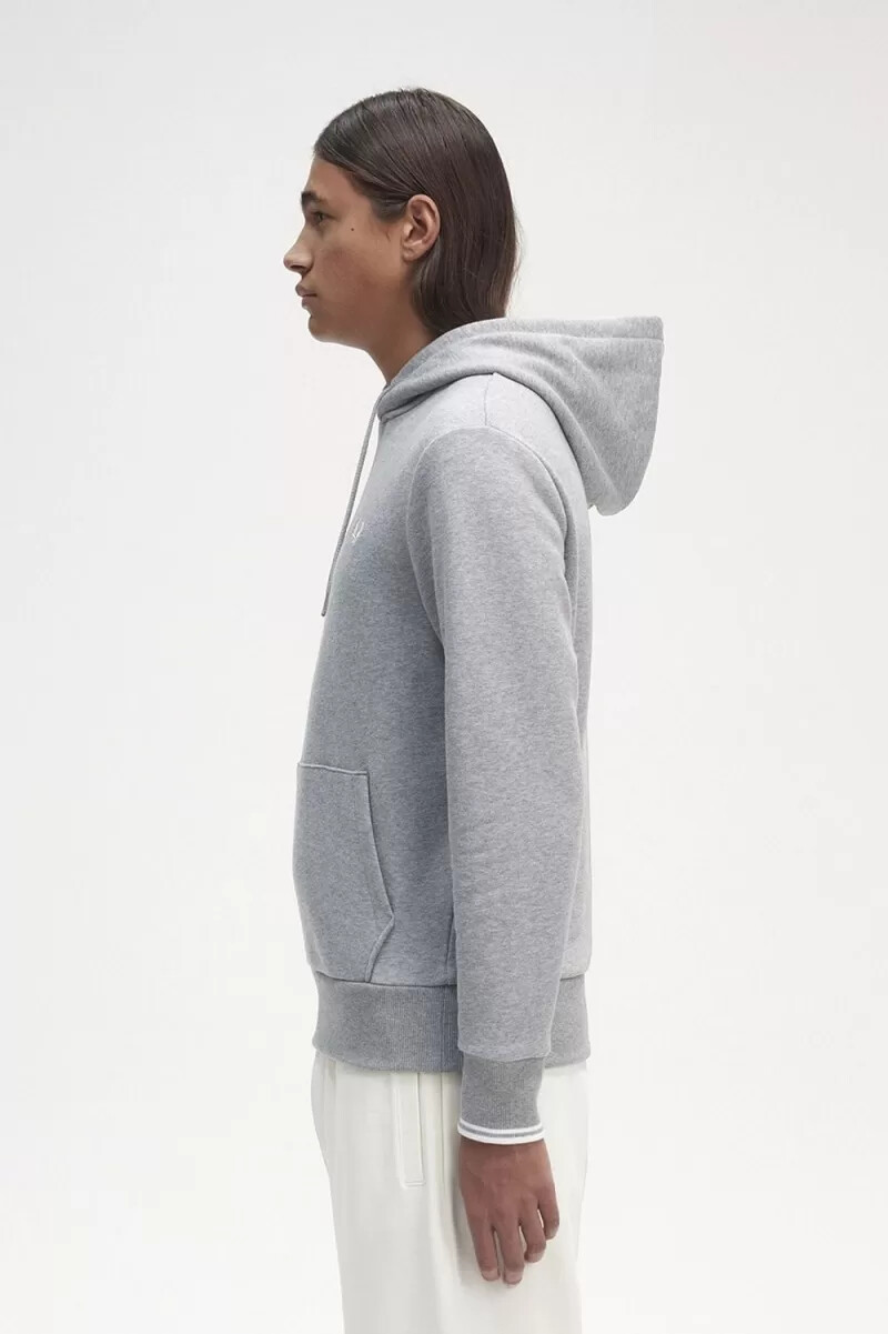fred perry tipped hooded mens sweatshirts grey