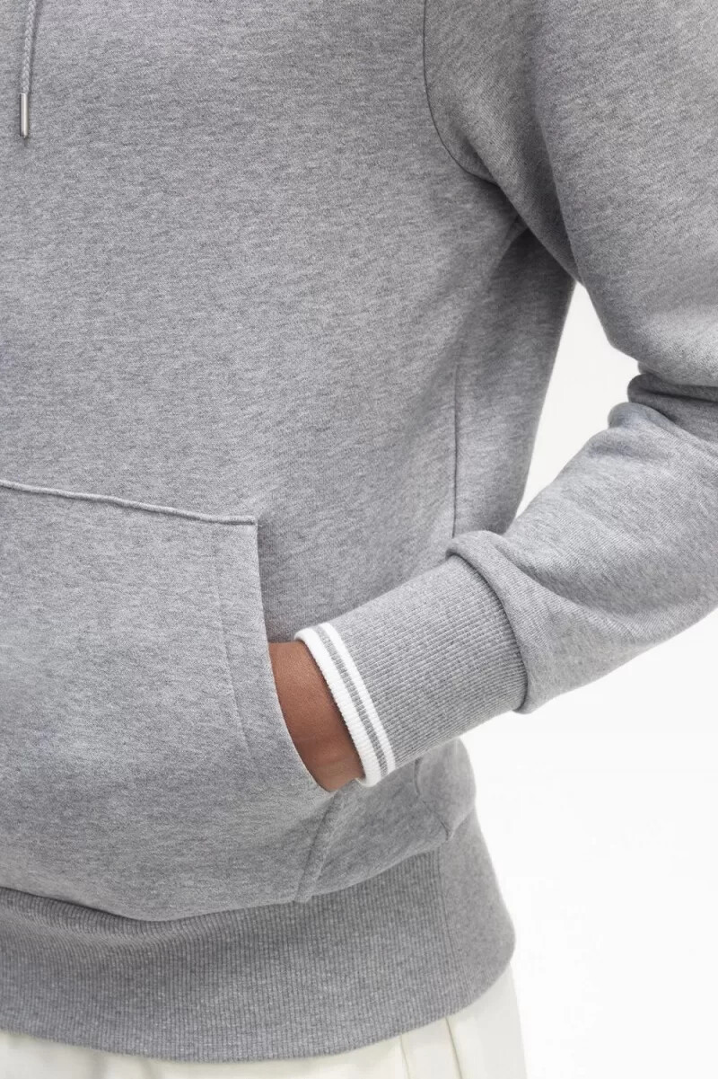 fred perry tipped hooded mens sweatshirts grey