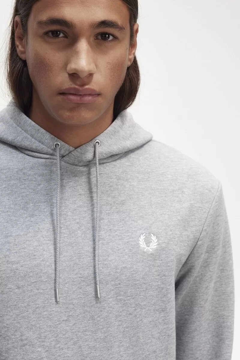 fred perry tipped hooded mens sweatshirts grey
