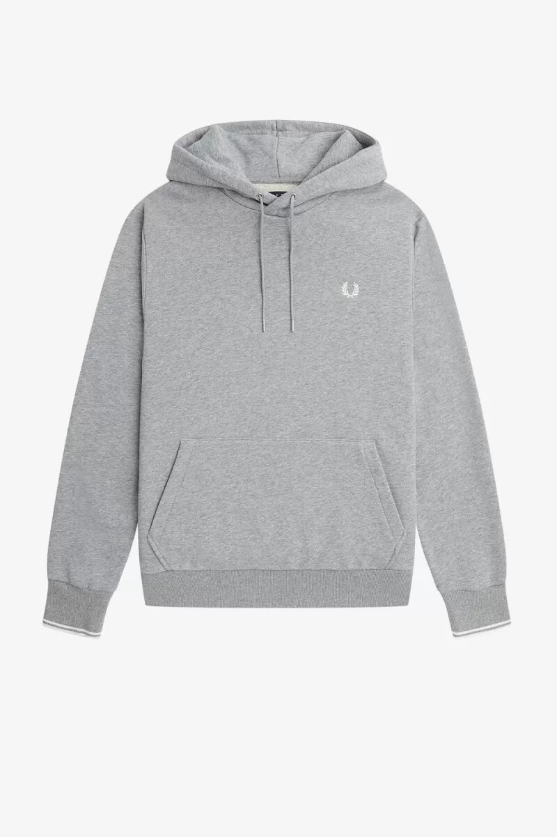 fred perry tipped hooded mens sweatshirts grey