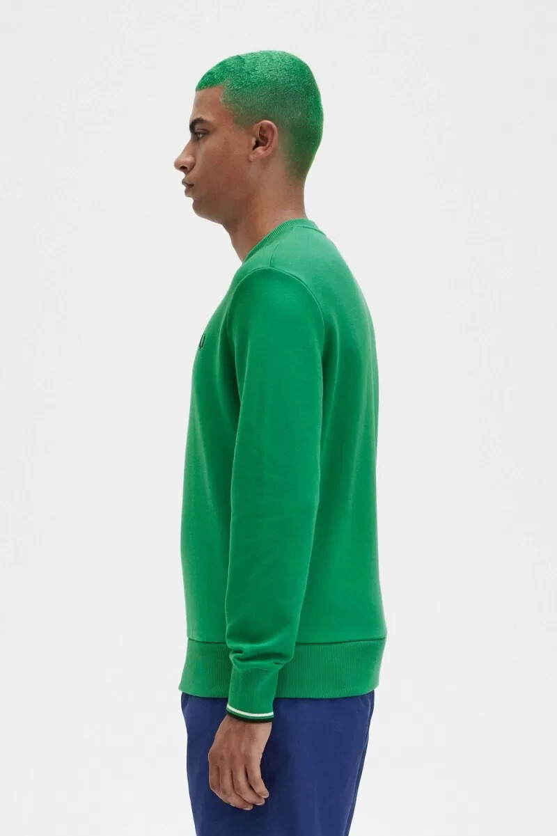 fred perry crew neck mens sweatshirts green