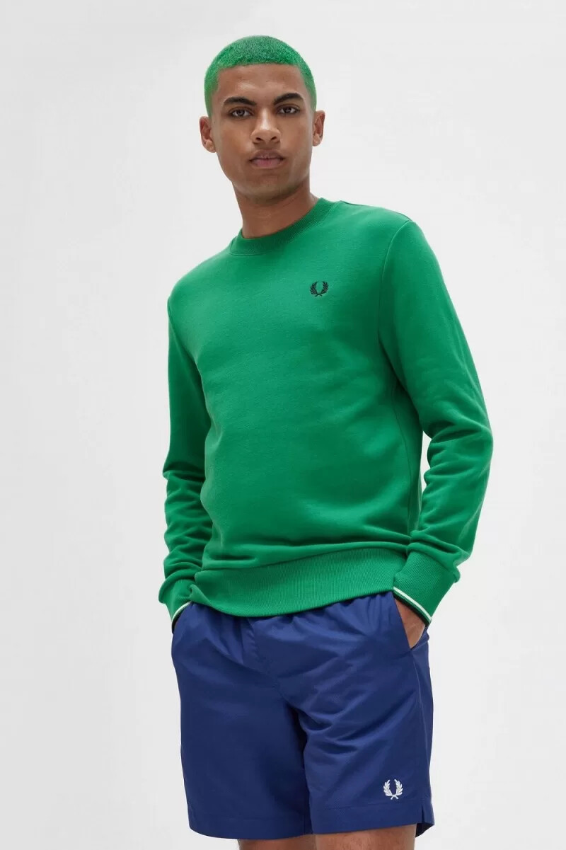 fred perry crew neck mens sweatshirts green