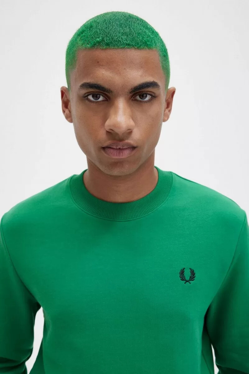 fred perry crew neck mens sweatshirts green