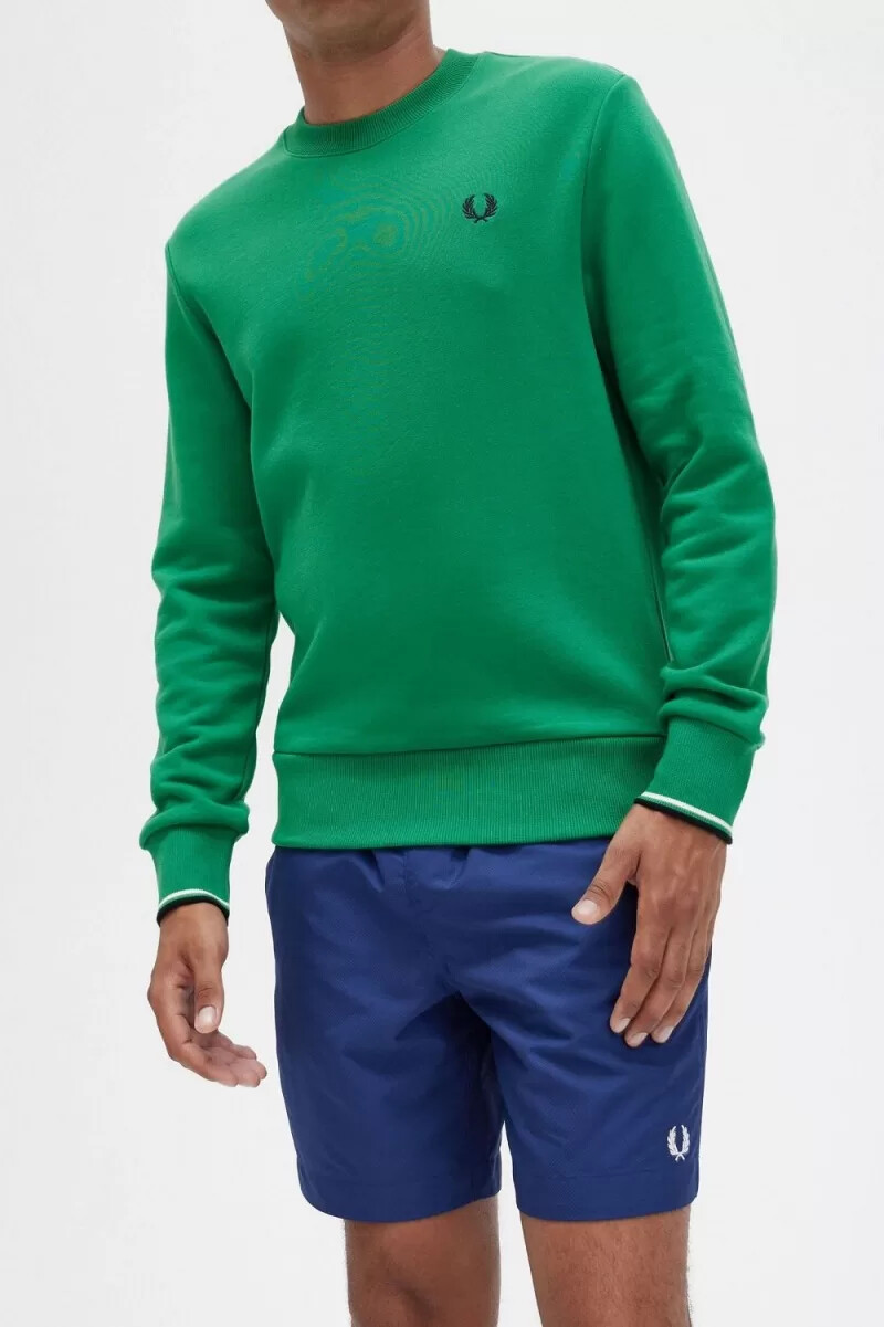 fred perry crew neck mens sweatshirts green