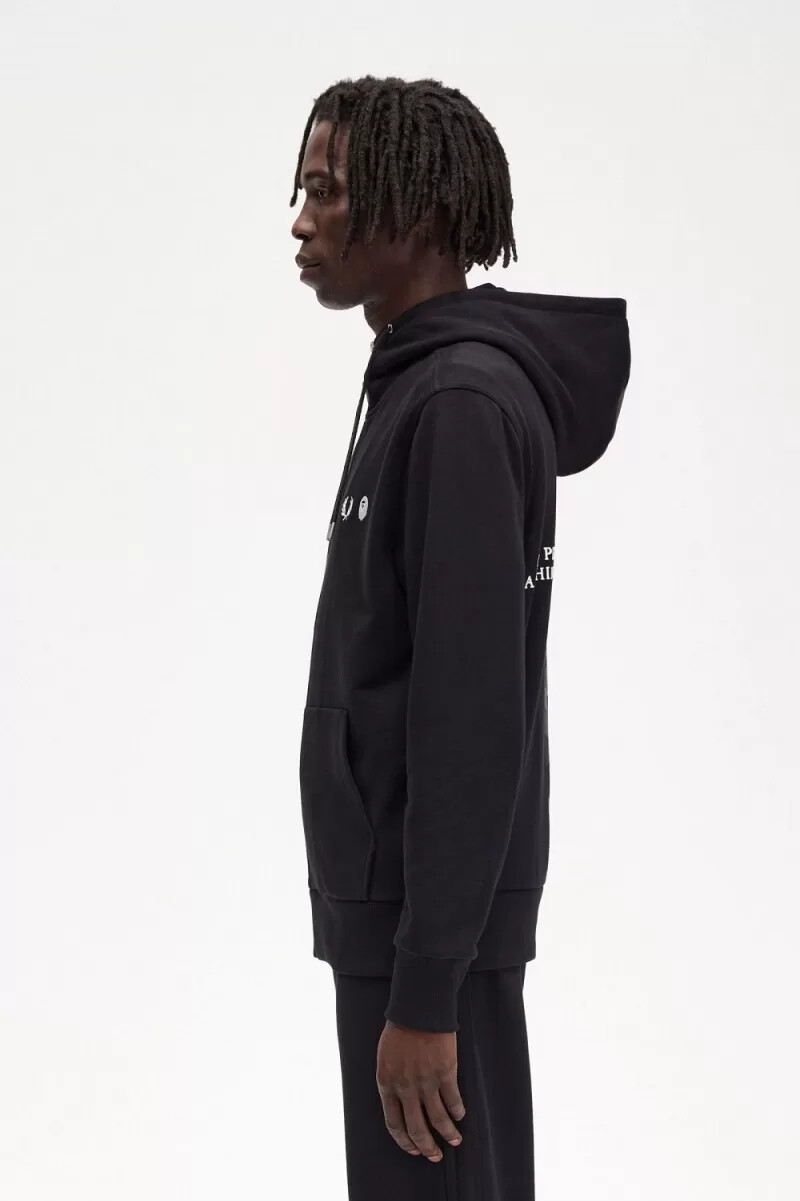 fred perry contrast zipped hooded mens sweatshirts black