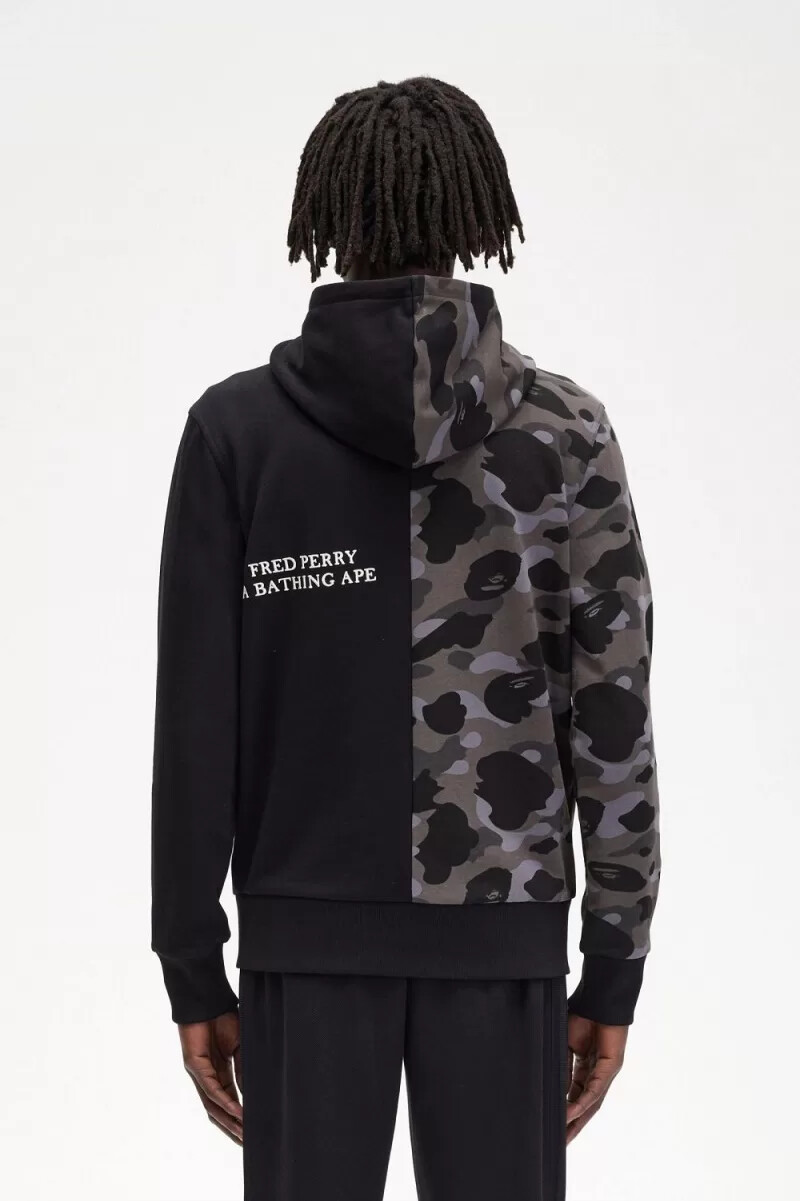 fred perry contrast zipped hooded mens sweatshirts black