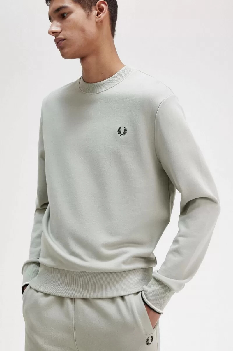 fred perry crew neck mens sweatshirts grey