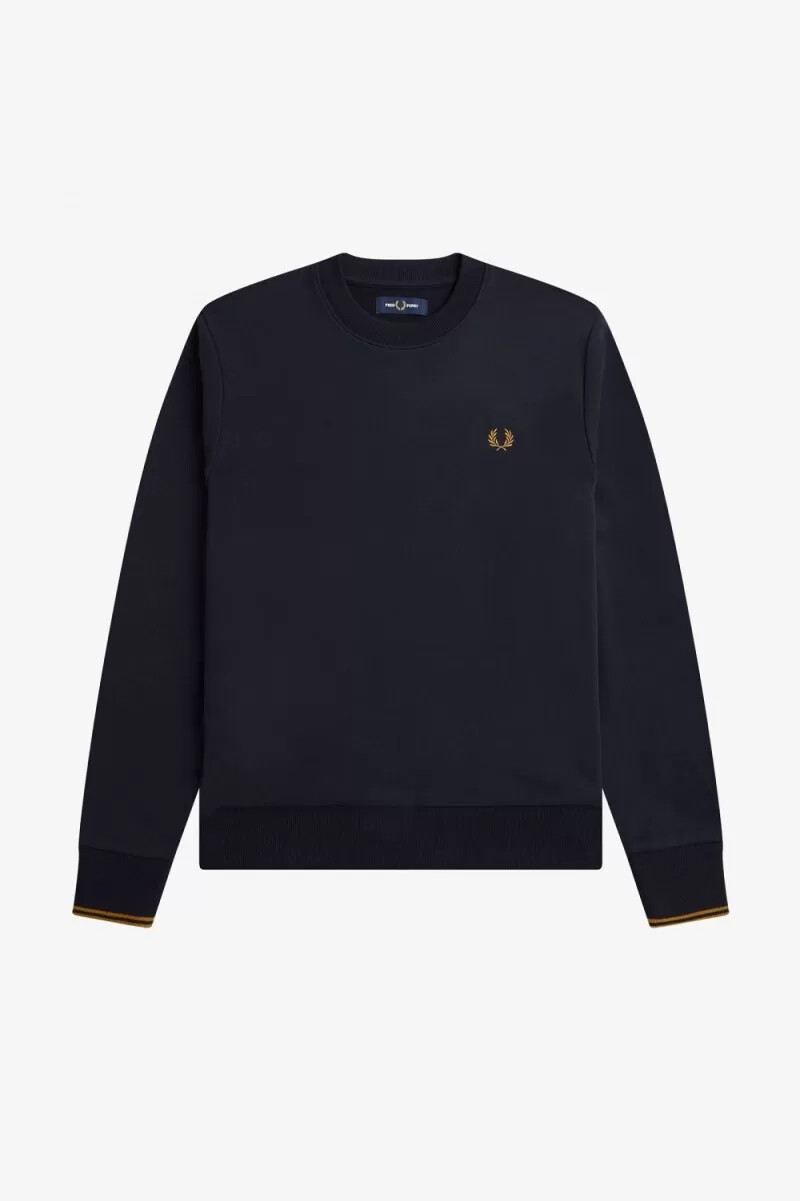 fred perry crew neck mens sweatshirts navy dark coffee